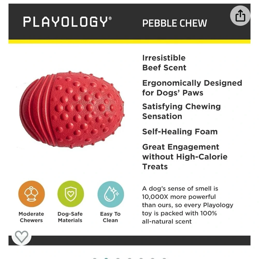NWT Playology Beef Scented Pebble ChewToy, 4